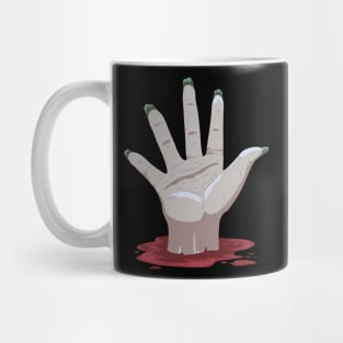 Hand stretches from the grave to the High Five Mug